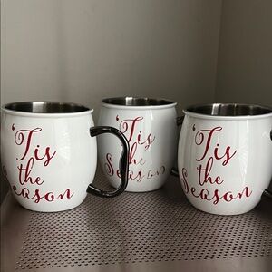 Better Homes And Gardens Festive White and Red Mugs